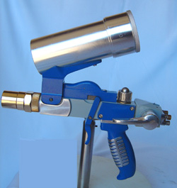 Typical powder flame spray torch