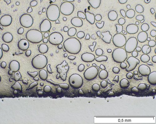 Metallographic photo of a laser clad coating